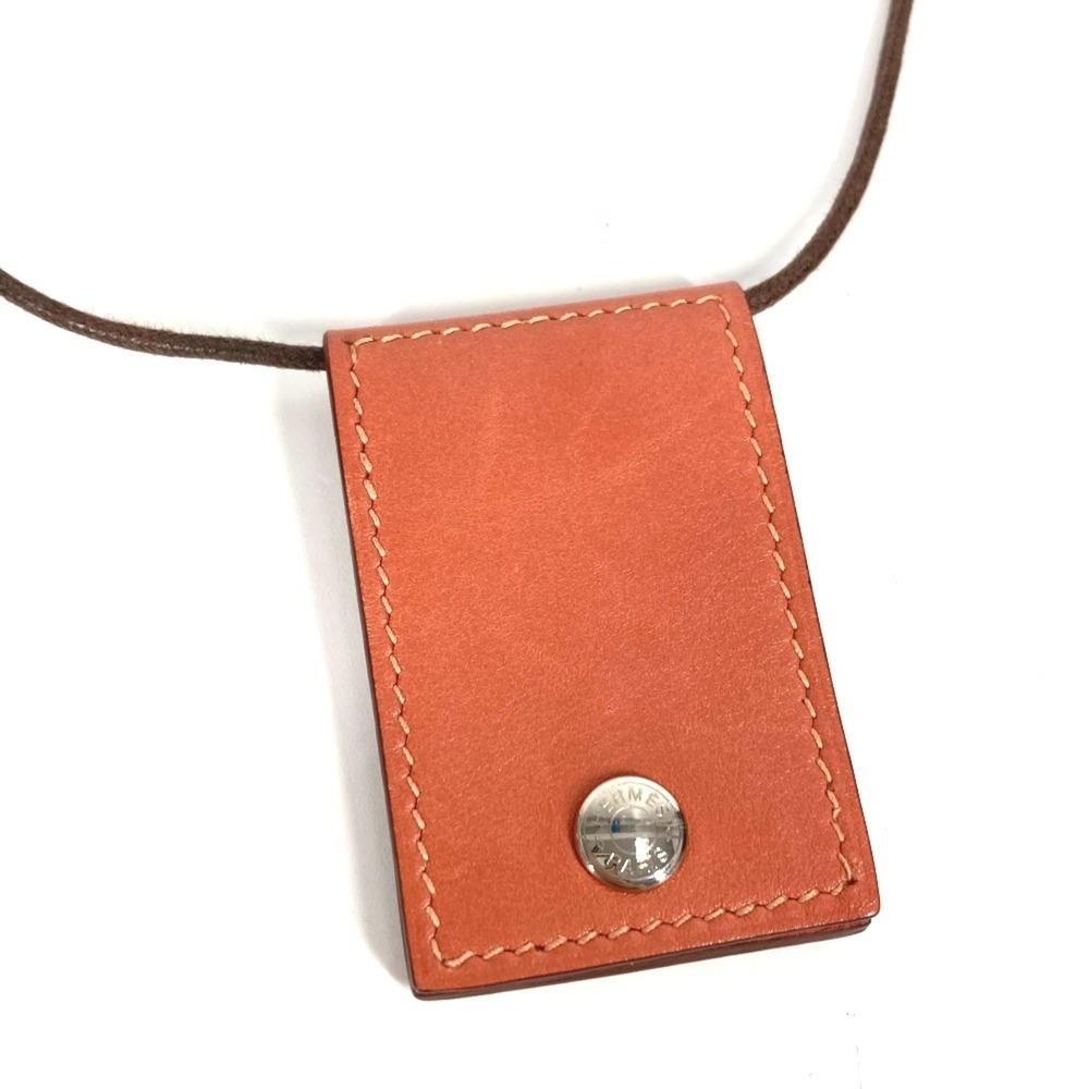 HERMES Pink Leather Necklace